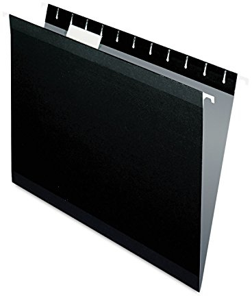 Pendaflex Reinforced Hanging File Folders, Letter Size, Black, 1/5 Cut, 25/BX (4152 1/5 BLA)