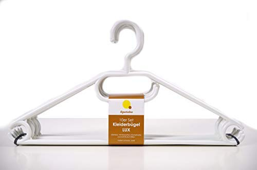 Kleiderbügel 100er Pack in Weiss - extra schwere Qualität (45g pro Bügel) - mit Anti-Rutsch-Rillen und Krawatten- BZW. Gürtelhalter