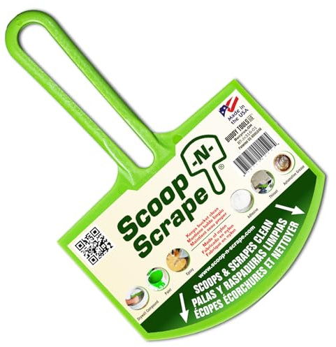Buddy Tools Scoop-N-Scrape - Efficient Bucket Scoop for 5-Gallon - Lightweight and Durable Curved Bucket Trowel - Made with Heavy-Duty Nylon - Scrapes Clean, No More Shavings