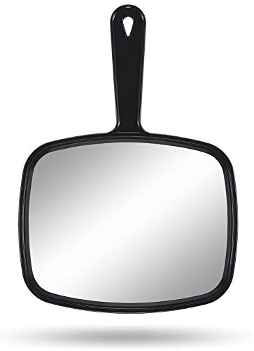 PROTECLE Hand Mirror, 10.3 L x 7.4 W Salon Barber Hairdressing Handheld Mirror with Handle, Square Black