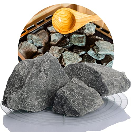 Schicker Mineral German Sauna Stones 25 kg, High-Quality Diabas Infusion Stones, Hand Selected, High Resistance and Heat Retention Capability, for All Types of Sauna Ovens, 50-110 mm