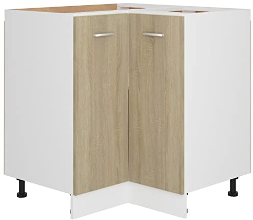 vidaXL Eckunterschrank 2 Regalböden Küchenschrank Küchenzeile Eckschrank Küchenmöbel Einbauküche Schrank Sonoma-Eiche 75,5x75,5x80,5cm Holzwerkstoff