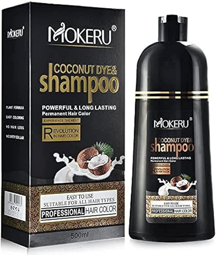 Mokeru coconut Dye Shampoo long lasting hair colour (Natural black), 500 ml (Pack of 1)