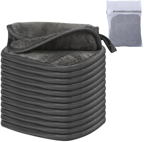 SINLAND Mikrofaser Make-up Entferner Tuch 12 Stück weiches Gesichtsreinigungstuch saugfähiges Waschlappen Waschbar Gesichtstücher Dunkelgrau 15cmx15cm