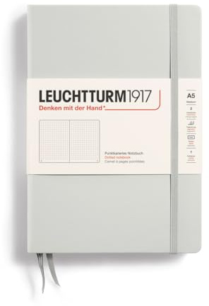 LEUCHTTURM1917 367247 Libreta Medium (A5) 145 x 210 mm, Tapa Dura, 251 páginas numeradas, Gris Claro, Puntos