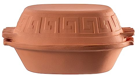 KADAX Cocotte en argile avec couvercle pour micro-ondes et four, cuiseur vapeur en matériaux naturels, plat à gratin pour une cuisson sans graisse, cocotte (ovale, 4 l), K8756