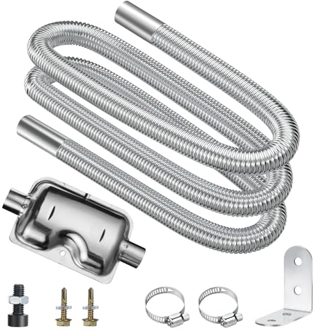 URAQT Parking Heater Exhaust Pipe, with Improved Silencer, Stainless Steel Exhaust Pipe, Air Heater Exhaust Pipe, Car Air Heater Exhaust Pipe Diesel Gas Vent Hose, Parking Heater Pipe (200CM)