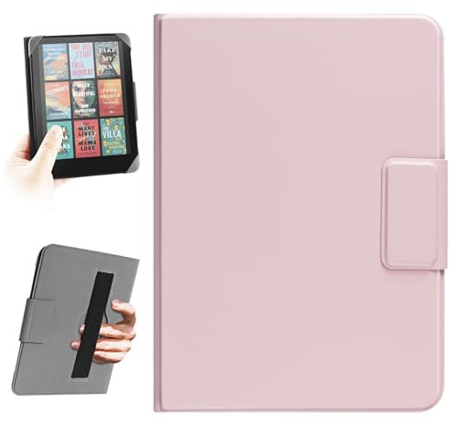 HoYiXi Universal Hülle für 6,8 Zoll,7 Zoll Kindle eReader. Kompatibel mit Paperwhite (2024-2019)/Kobo,Pocketbook,Tolino,Sony,Elastic Seilfall-Schutzhülle für 6-6,8'' E-Book-Reader,Rosa