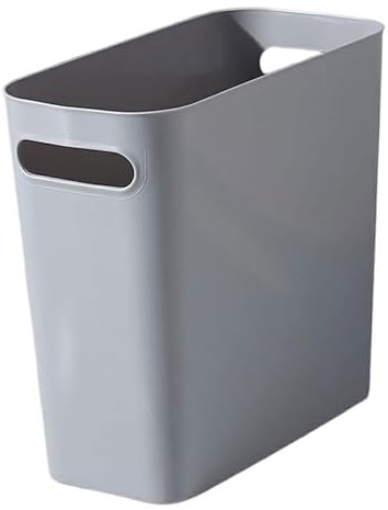 Smal papperskorg, öppen topp plast smal sopkorg, 27,4 x 25,8 x 12,7 cm liten avfallskorg utan lock, grå papperskorg med handtag för badrum kontor sovrum kök