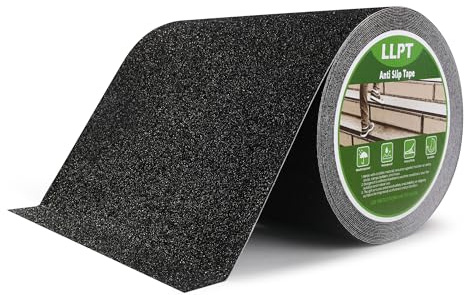 LLPT Grip Tape | Nastro Adesivo Antiscivolo | 203mm x 11m | Strisce Adesive Antiscivolo | Alta Trazione & Forte Presa | per Interni ed Esterni Gradini Barche Rampe Scalini (ASB811) | Nero