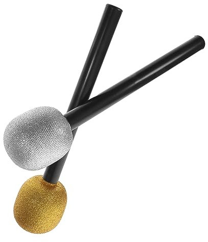 HOOTNEE 4pcs Glitter Pretend Microphone Toys for Kids Plastic Fake Microphones Role Play Props for Birthday Parties and Stage Performances
