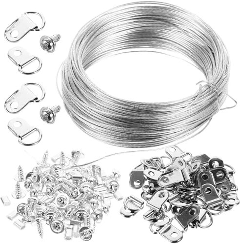 Angoily 1juego Soportes y Cuerdas Para Colgar Cuadros Doble Gancho Inoxidable Resistente Para Decoración De Pared y