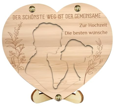 HORREX Madera Tarjeta Felicitacion Boda, Monedas Sobres Boda, en Forma de Corazón Regalos para Bodas de Oro, Dinero en Efectivo Ideas Dar Dinero Bodas para Regalos Objetos Decorativos Colección