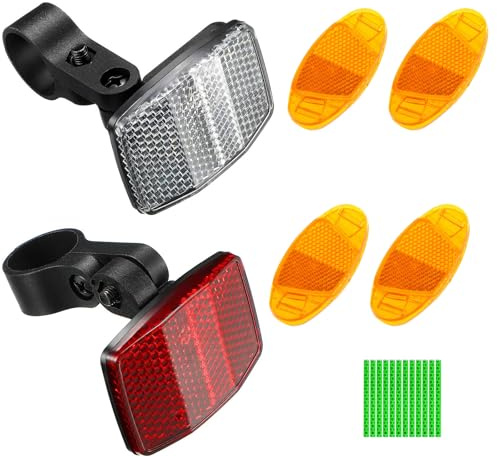 Riflettori per Bici Anteriori e Posteriori Catarifrangente, Equitazione Bici Bicicletta Avvertimento Riflettore Bicicletta, Catarifrangente Universale, con 12 Riflettori per Raggi, Bike Accessori