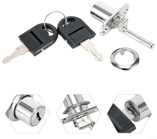 Verrou de tiroir de bureau avec 2 clés pour plus de sécurité (noir, 19 mm)