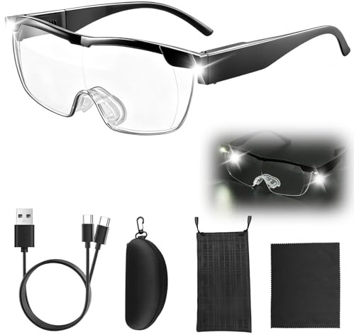 Magnifying Glasses with Light, 300% Magnification Glasses Anti Blue Light