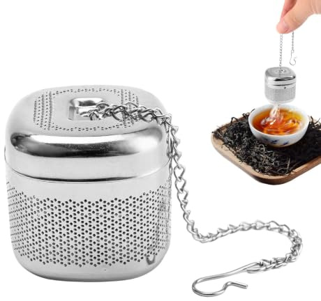 Tesil, teägg för löst te delikat, finmaskig rostfritt stål kvadrat | Fyrkantigt filter, vattenkokare, kopp, mugg, glas, karaff, dryck, varmt vatten