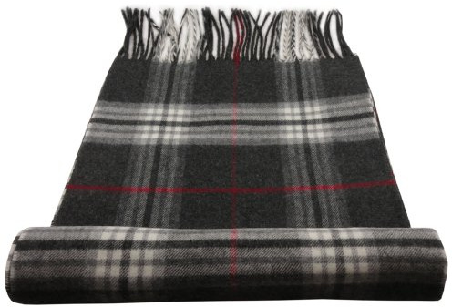 TigerTie - feiner Designer Schal in anthrazit grau rot creme kariert - Stoff Cashmink - made in Germany