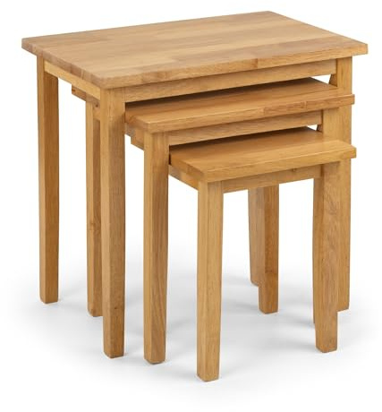 Julian Bowen Cleo Nest of Tables Set of 3, Nesting Side Table for Living Room, Stacking End Table for Small Spaces, 46 x 48 x 33 cm - Oak Effect