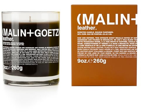 MALIN+GOETZ Leather Candle, 60 Hour, Nautral Wax Blend, 9 oz