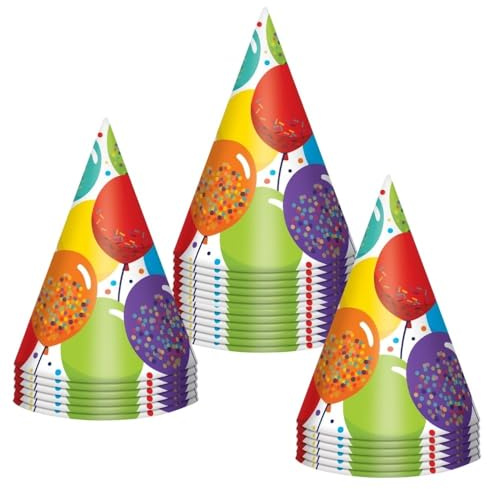 Birthday Celebration Paper Cone Hats - 7 (24 Pcs) - Multicolor Party Hats for Birthday Parties