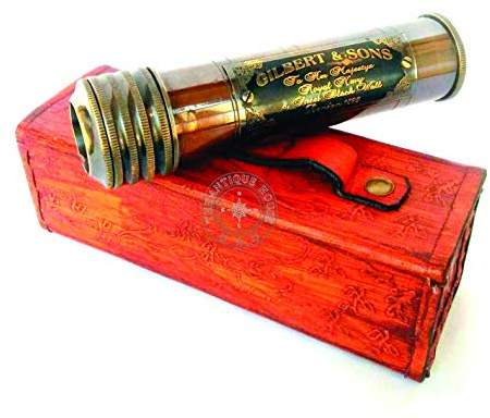 THE ANTIQUE HOUSE Nautical Brass Kaleidoscope with Safety Leather Case Handmade Kaleidoscope Birthday Gift Unique Graduation Gift