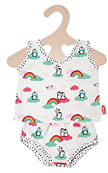Heless 1120 - Unterwäsche-Set für Puppen im Pinguin Pünktchen Design, 2 teilig mit Unterhemd und Slip, Größe 28 - 35 cm