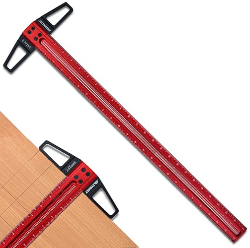 TYDEEY 12, 24, 31, 39 in Ultra-Precision Woodworking Scriber T-Square Ruler 24 in Measuring and Layout Tool, T Type Wood Aluminum Square Rulers for Architect and Carpenter Work