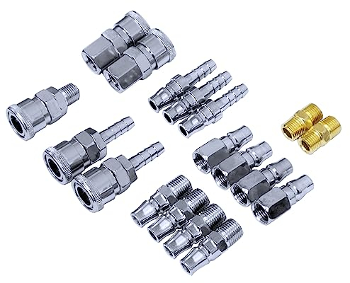 Juego de 18 conectores de compresor de aire, manguera de aire de conexión rápida, accesorios neumáticos Setmpressor, acoplador de manguera de aire, conexión rápida, juego de accesorios neumáticos
