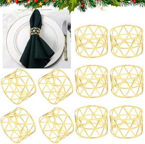 10 stycken servettringar i guld, metall servettring, universella servettringar, ihåliga servettspännen, servetthållare vintage, bordsdekoration för bröllop, fest, jul, födelsedag