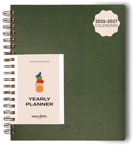 Anecdote Spiral Planner w/2026-2027 Calendar (8.5 x 10) | Start Anytime - 52 Weeks, Undated Planner Pages | To-Do List Organizer, Plan Your Success, Achieve Productivity Goals (Evergreen)