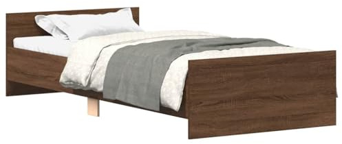 vidaXL Cadre de Lit, Lit Simple avec Sommier à Lattes, Lit Adulte, Meuble de Chambre à Coucher, Moderne, Chêne Marron 90x190 cm Bois d'Ingénierie