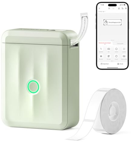 NIIMBOT Etikettendrucker D110 Upgrade, Mini Etikettiergerät Beschriftungsgerät Selbstklebend Tragbares Label Printer mit iOS Android, Geeignet für Zuhause Schule Büro, Grün