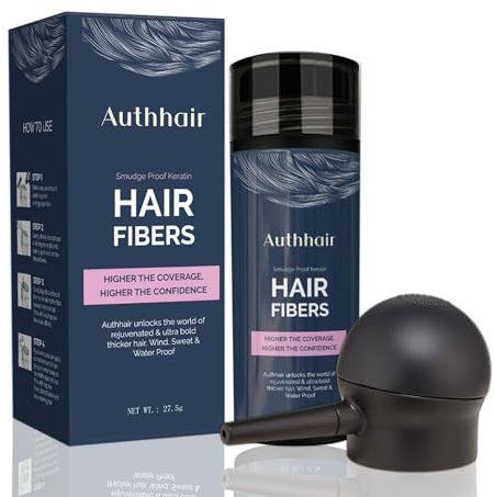 Hair Fibers for Thinning Areas With Spray Applicator Pump Nozzle - Undetectable Natural Formula for Thicker Fuller Hair in 15 Seconds - Conceals Balding for Men Women, 0.97Oz (Light Brown)