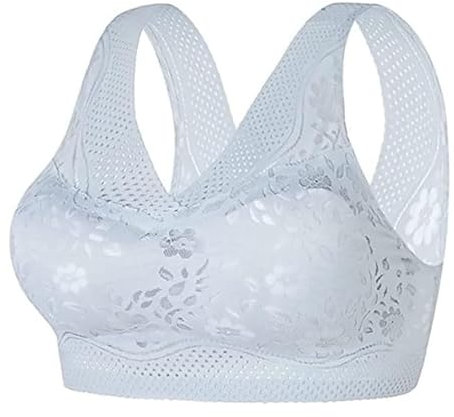 Brasier Slim Traspirante Donna Reggiseno Reggiseno Sportivo in Pizzo Senza Ferri, grigio, XL