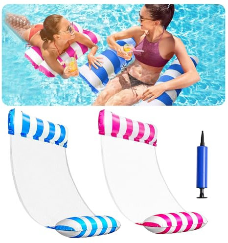 2 Pièces Hamac Piscine Filet, 4 in 1 Bouée Piscine Adulte, Matelas Piscine Filet, Hamac Matelas Piscine Gonflable, Hamac de Piscine, Hamac Gonflable Piscine pour Les Vacances à la Plage