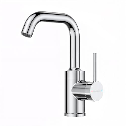 KeeGone Waschbeckenarmatur 360° drehbar Wasserhahn bad mit Warm- und Kaltwassermischer badarmatur waschbecken Chrom