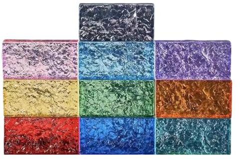 Ladrillos de Cristal Rectangular, Bloque de vidrio arquitectónico, ladrillo, 20 x 10 x 5 cm, multicolor(Blue-a)
