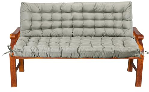 FAMIROSA Cuscino per panca da giardino, impermeabile e resistente ai raggi UV, per panca da giardino, dondolo Hollywood, per interni ed esterni (grigio chiaro, 120 x 100 cm)