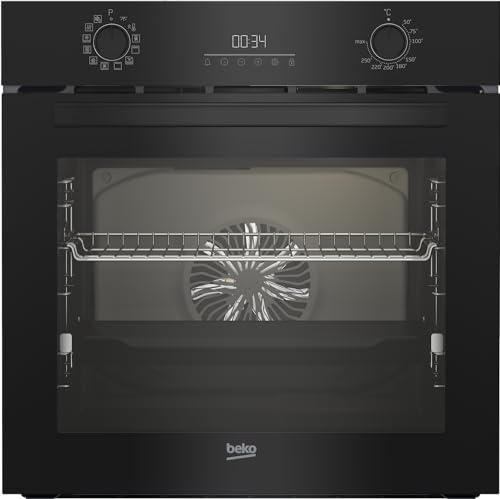 Beko BBIM17300B b300 Einbau-Backofen 72 Liter, Multifunktionsofen mit 12 Funktionen, SteamAdd-Dampffunktion, katalytische Rückwand, versenkbare Knebel, Schwarz