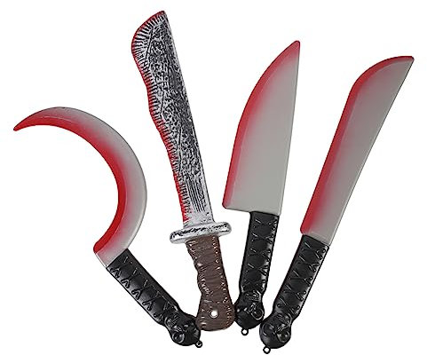 Vaguelly 4 Pièces Couteaux Plastique pour Halloween Accessoires de Fête Décorations et Accessoires Horreur pour Pranks et Costumes