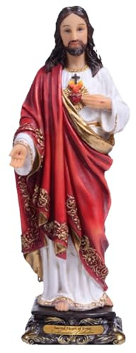 Biblegifts Jesus Sacred Heart Florentine Statue 5 12 cm Traditional Italian Design Resin Christ Sacré Coeur Gold Collection Boxed from