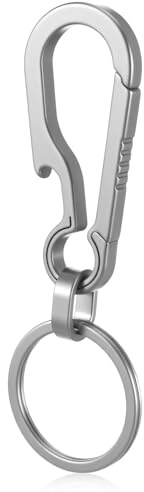 WJIAAA Mousqueton en titane EDC - Petit porte-clés robuste - Décapsuleur - Clips anti-perte - Fermeture rapide pour clés, sac banane - Camping et randonnée