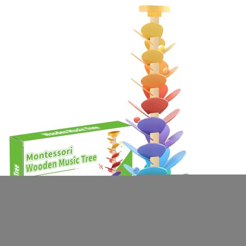 Sound Tree Monte-ssori Rainbow Marble Wooden Tower Marble Run Baby with Music Early Education Small Child Play for Nursery Nursery