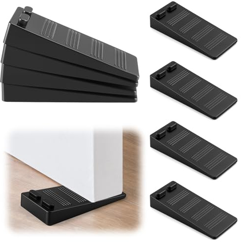 Foydream 8 Pièces Cale Porte Sol, 4 x 9 x 1,5 CM Caoutchouc Arrêt de Porte Empilables, Hauteur Bloc porte Sol Réglable Anti Rayures, Cale Porte au Sol Antidérapants pour Intérieure ou Extérieure