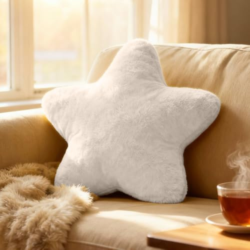 FARYODI Star Cushion for Children, 30 cm, Fluffy Decorative Cushion for Children's Room, Soft Star Cushion, Grey (White 30 cm)