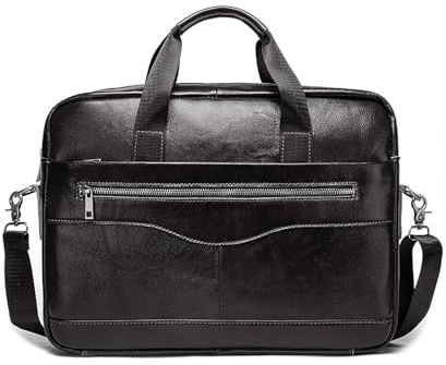 FANDARE Homme Mallette Cuir Valise Sacoche Messager Sac Main d'épaule bandoulière Serviettes Sacoches Pochette Cartable 15.6 Pouce PC Portable Sacs Porte-Documents Business Entreprise Voyage Noir