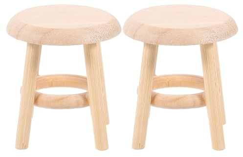 JOINPAYA 2 Pezzi Casa delle Bambole Mini Sedia Rotonda da Bar per Cucina e Soggiorno Mobili in Legno Resistente per Scenari Miniatura