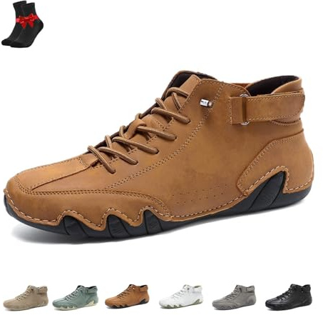Alpaca barfotaskor män, halkfria ventilerande fritidsstövlar, vattentät läder Fotvandring Vandring Trekking utomhussko(Brown,45 EU)