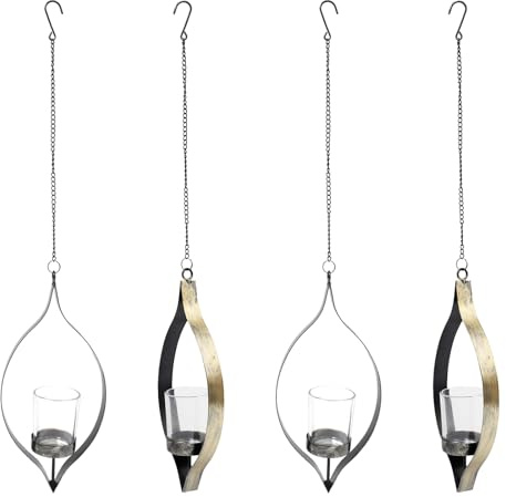 Pilikoll 4 Piezas Portavelas Colgantes con Vidrio para Salón Baño